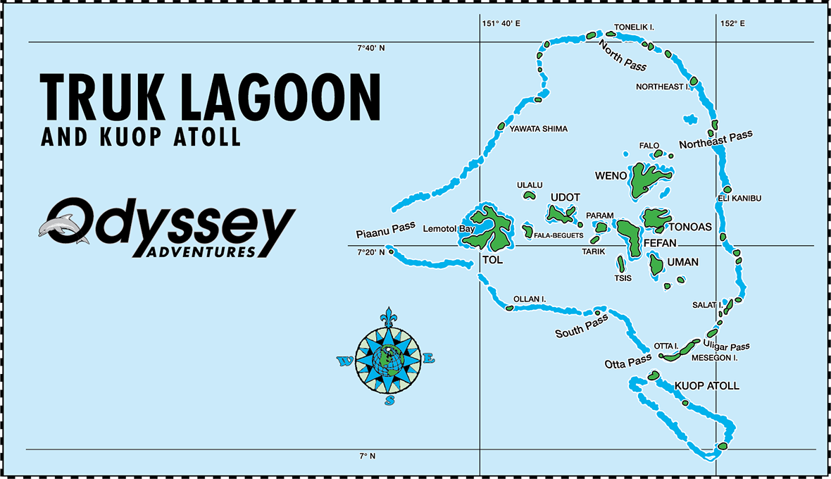 Truk Lagoon Map. 