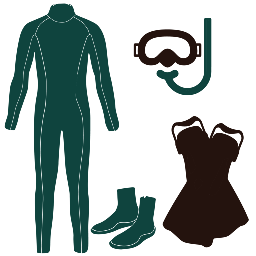 Icon with snorkeling equipment and wetsuit with boots
